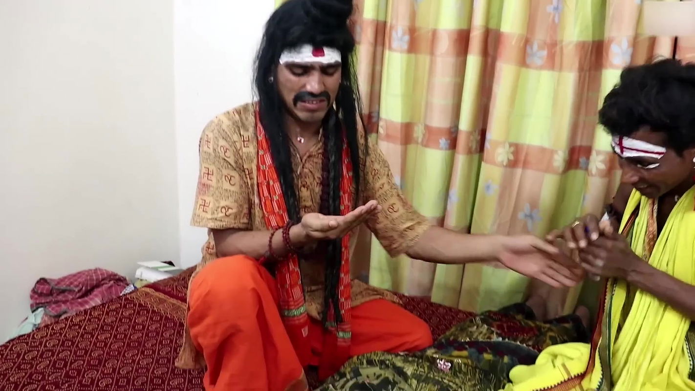 Hot Baba enjoying boob of yellow saree lady