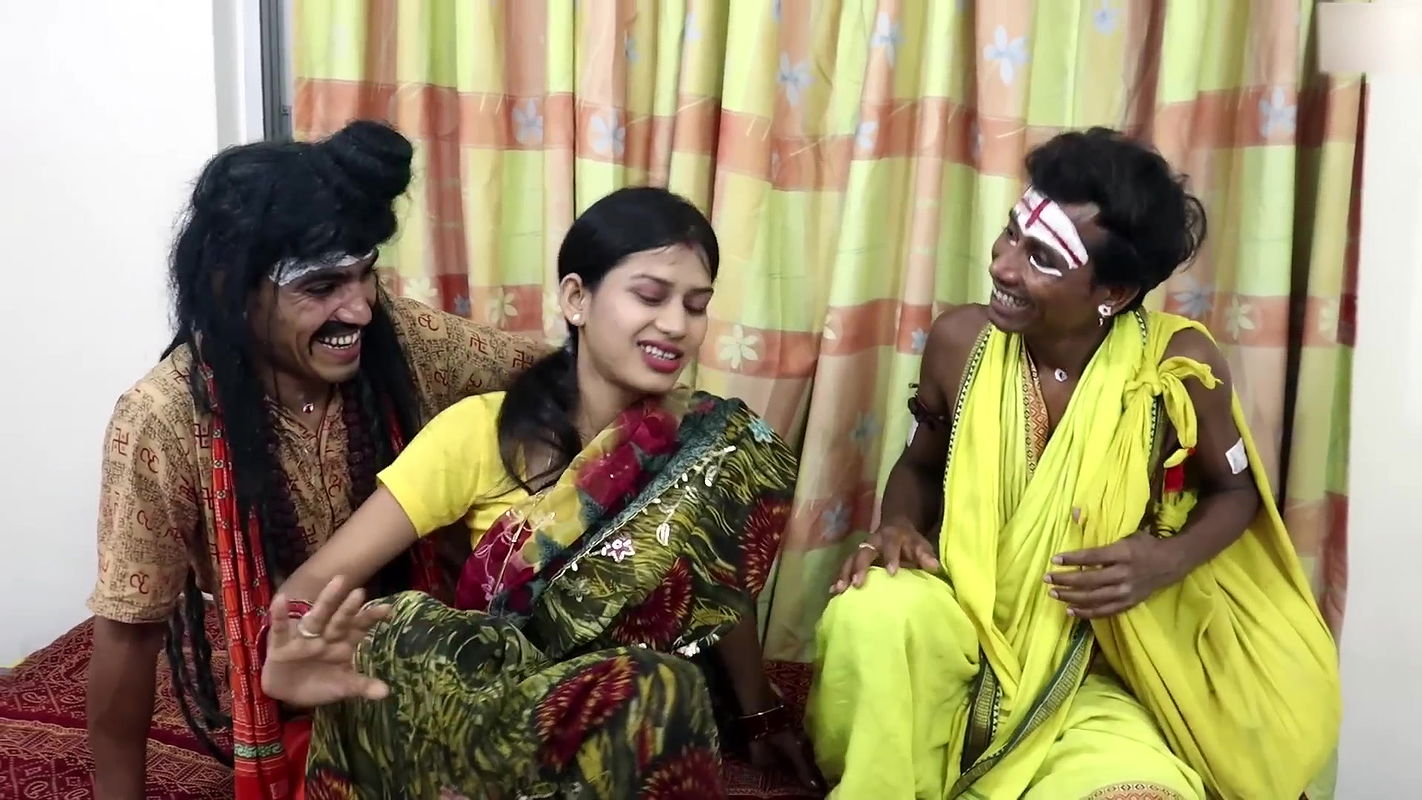 Hot Baba enjoying boob of yellow saree lady