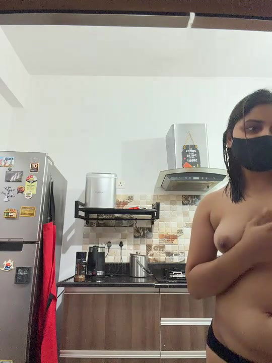 Young couple love rose fun in kitchen