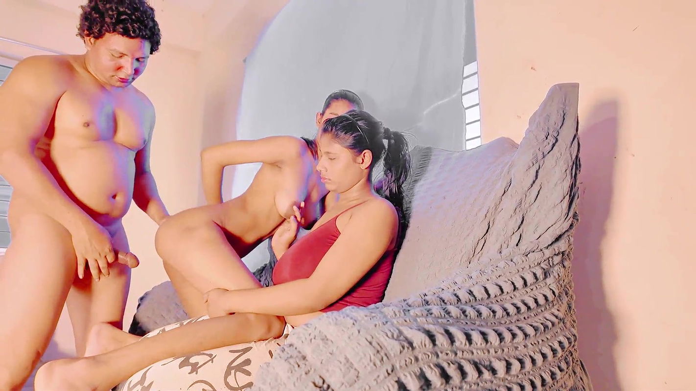 Lovely teens have hot threesome with a lucky boy