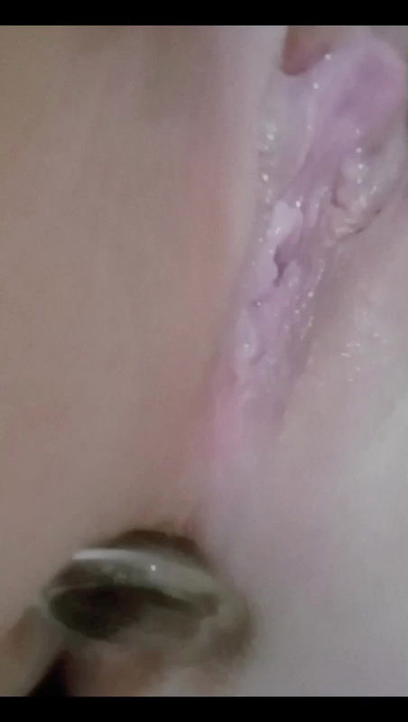 Wet pussy fingring with anal plug inside