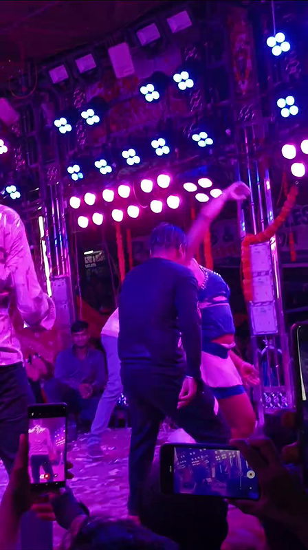 Desi Local Stage Dancer Girl Hot Tempting Dance & her Boobs Press on Show..