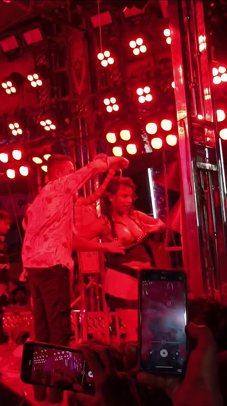 Desi Local Stage Dancer Girl Hot Tempting Dance & her Boobs Press on Show..