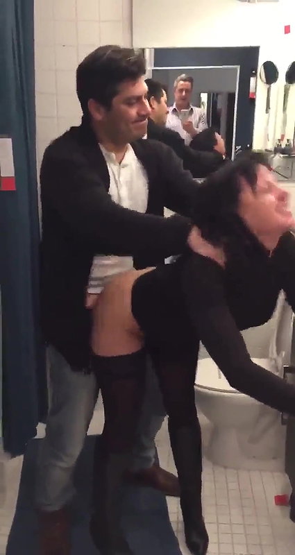Husband watching his wife get Fucked by another man in the bathroom