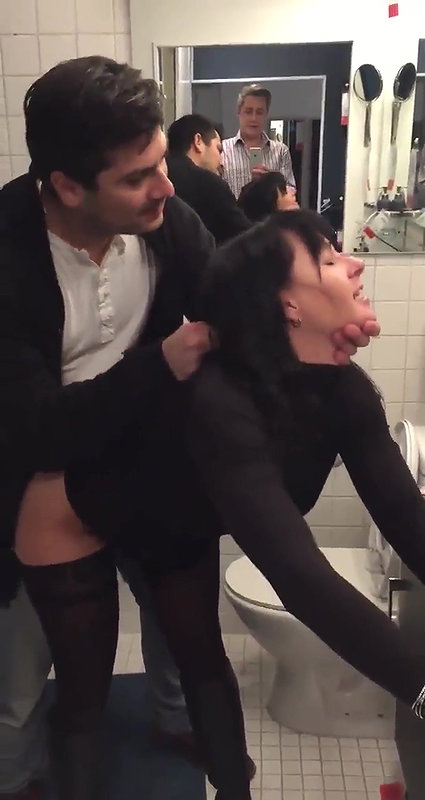 Husband watching his wife get Fucked by another man in the bathroom