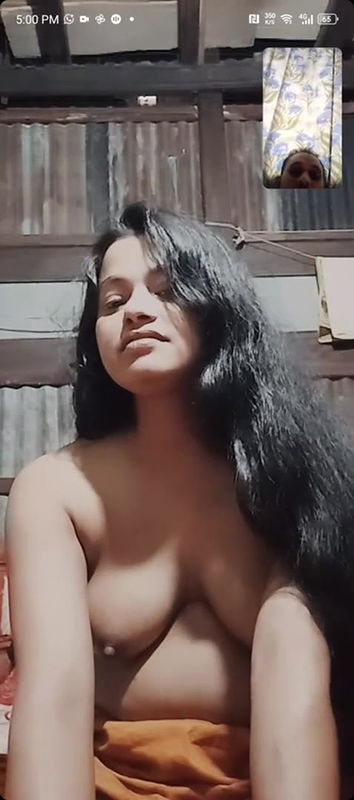 Village desi babe showing her boobs on video call with little shy