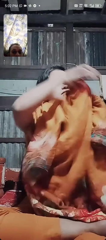 Village desi babe showing her boobs on video call with little shy