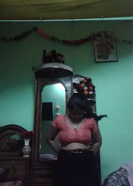 Sexy Housewife Stripping Saree & Blouse to Show Boobs & Pussy