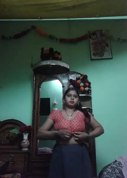 Sexy Housewife Stripping Saree & Blouse to Show Boobs & Pussy