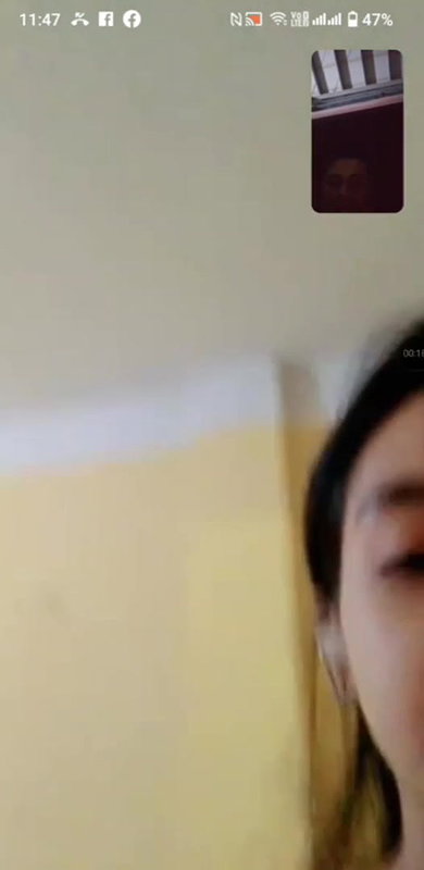 Cute expression babe showing her tits on video call