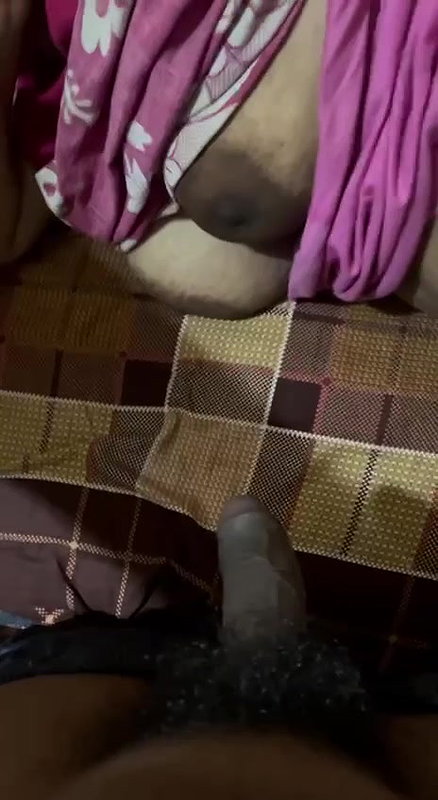 Son masturbating before mom with her big boobs shown