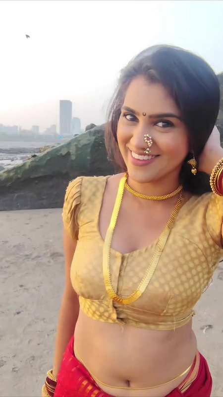 Beautiful girl awesome navel and boobs in blouse