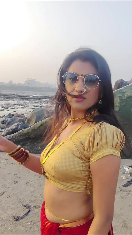 Beautiful girl awesome navel and boobs in blouse