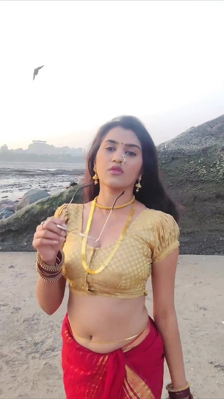 Beautiful girl awesome navel and boobs in blouse