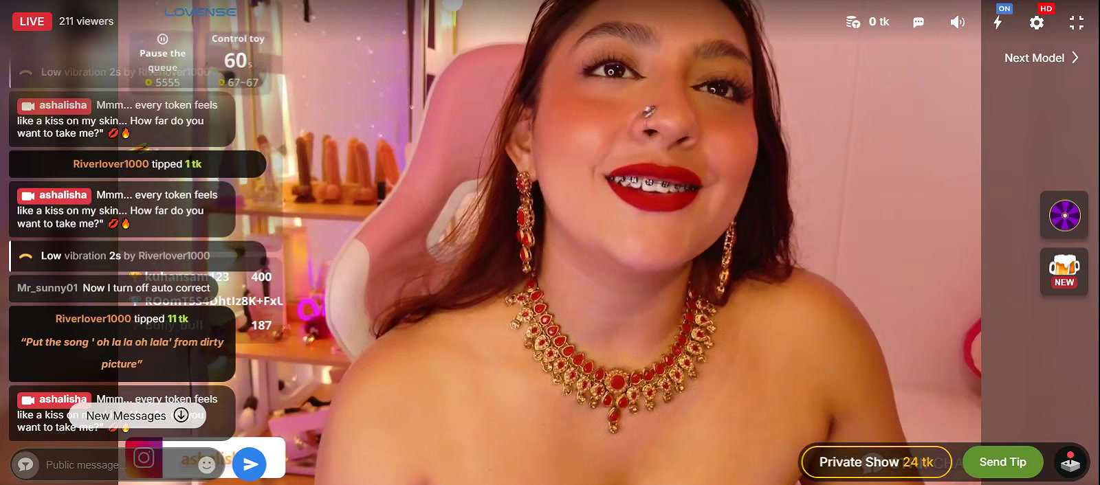 Horny babe massaging her nude body