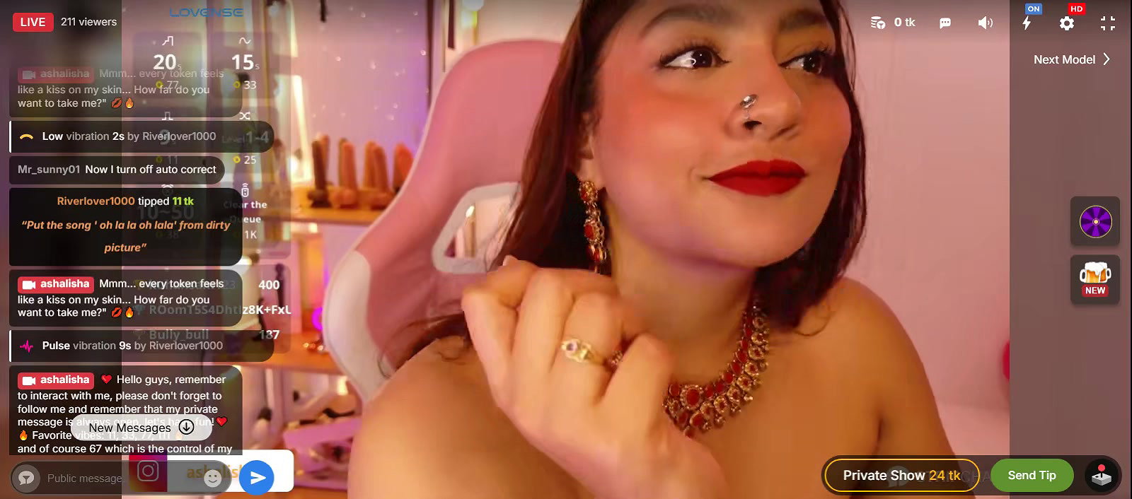 Horny babe massaging her nude body