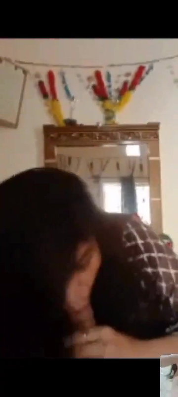 Cousin sister giving blowjob while girlfriend fingring on vc seeing them