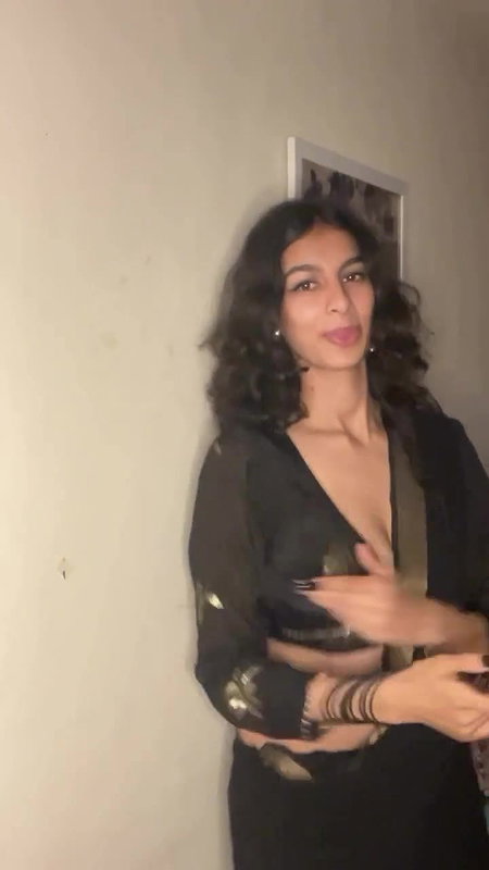 cute busty dei girl hot in black saree