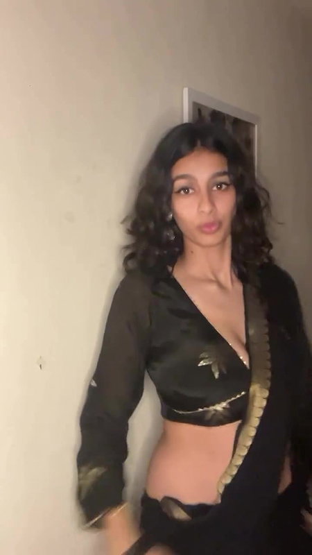 cute busty dei girl hot in black saree