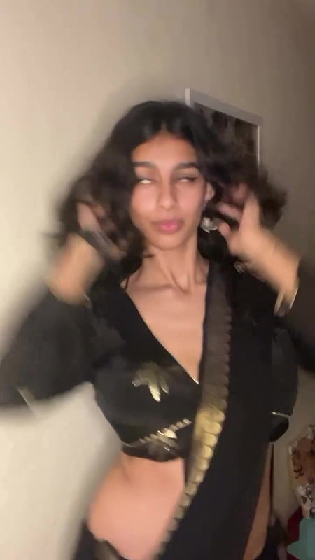 cute busty dei girl hot in black saree