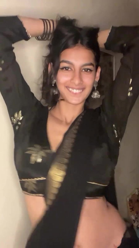 cute busty dei girl hot in black saree
