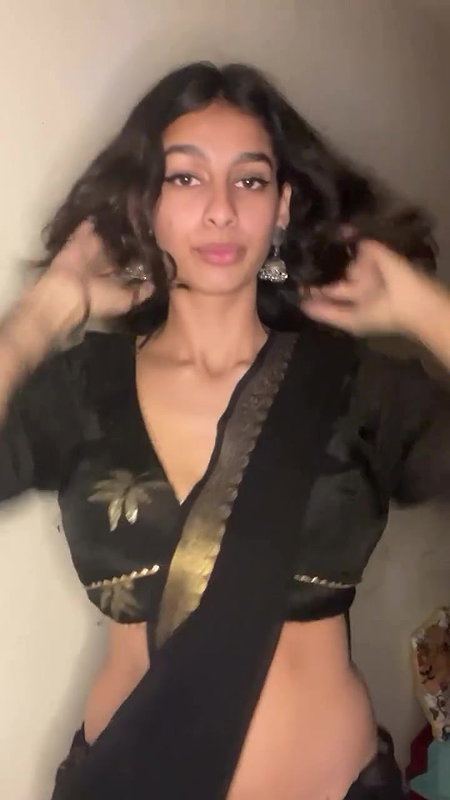 cute busty dei girl hot in black saree