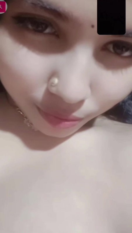 Cute smiling face girl naked on video call to lover