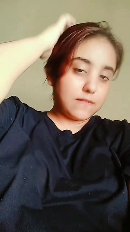 Beautiful babe pressing her boobs