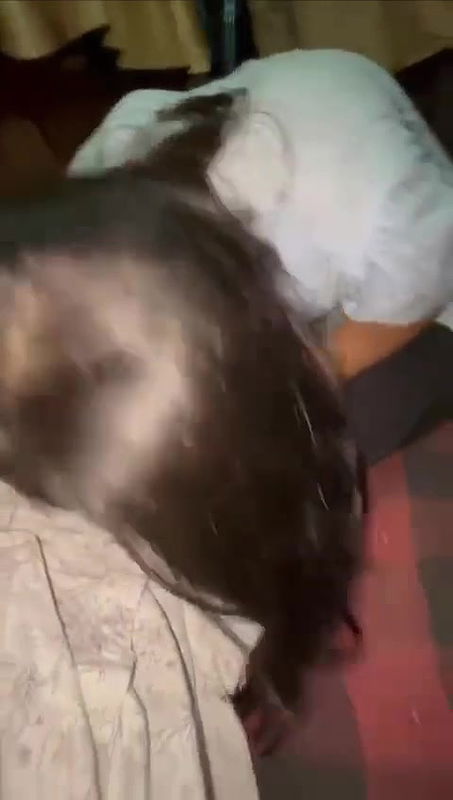 Hot lover giving handjob shy to show face during handjob