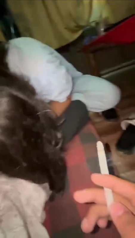 Hot lover giving handjob shy to show face during handjob