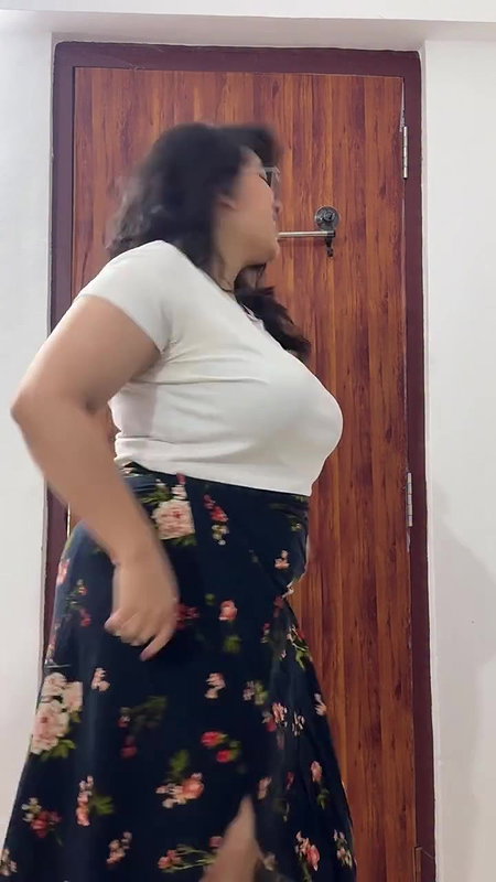 chubby curvy punjabi girl shaking tits and ass in white dress 22