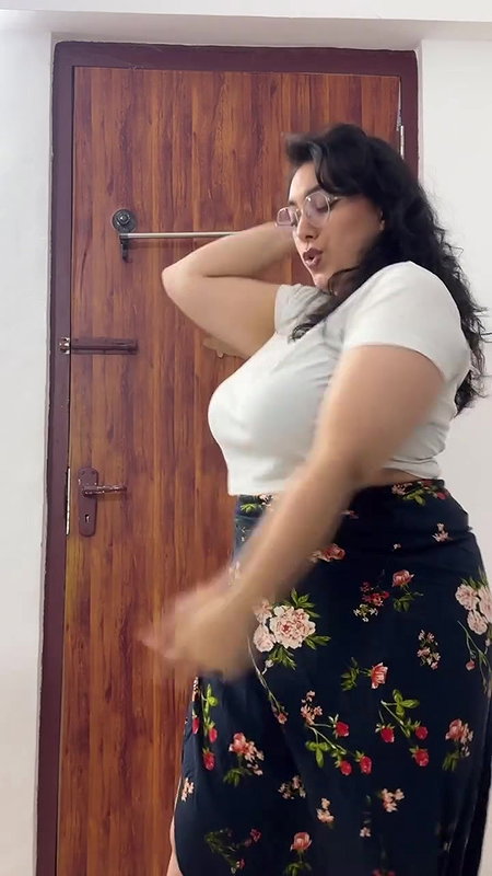 chubby curvy punjabi girl shaking tits and ass in white dress 22