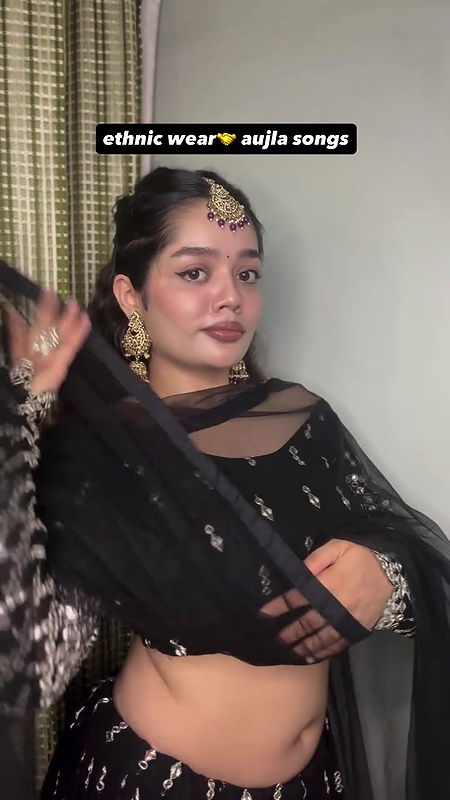 cute telugu girl chubby navel in black dress 22