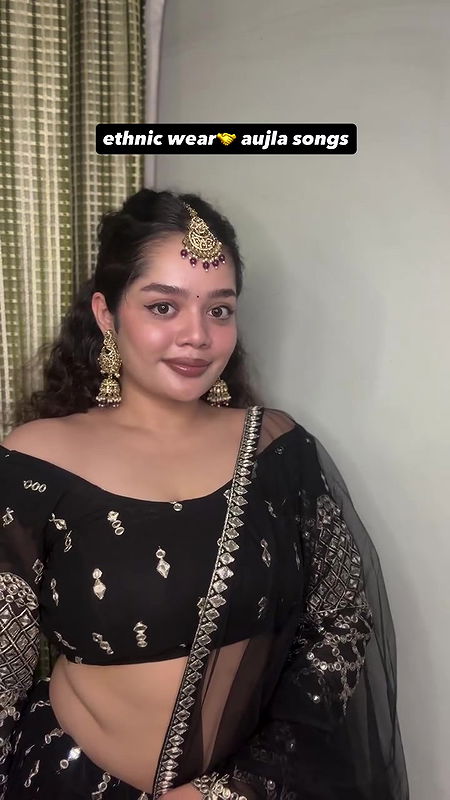 cute telugu girl chubby navel in black dress 22