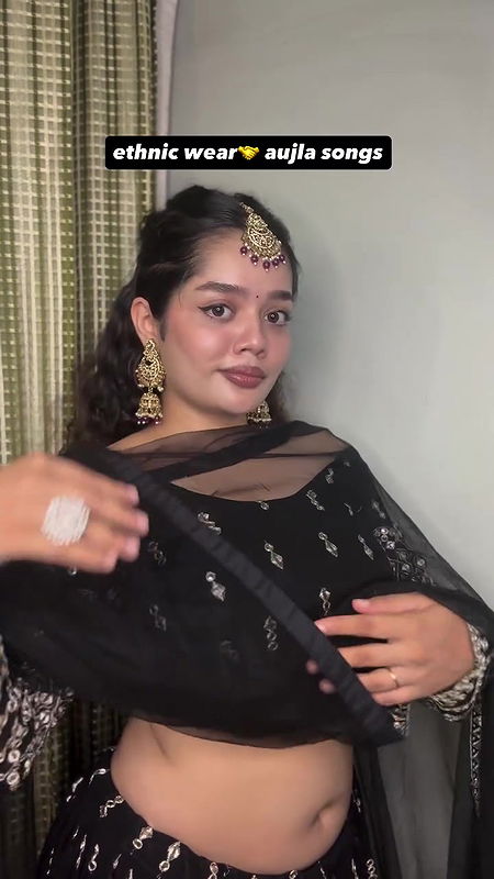 cute telugu girl chubby navel in black dress 22