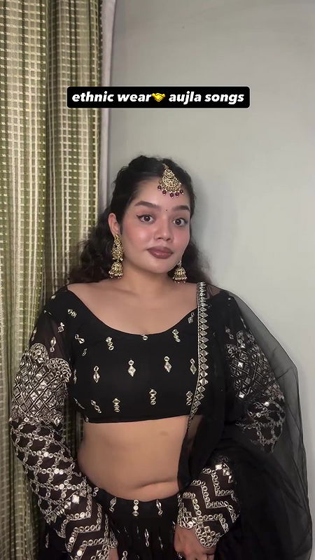 cute telugu girl chubby navel in black dress 22