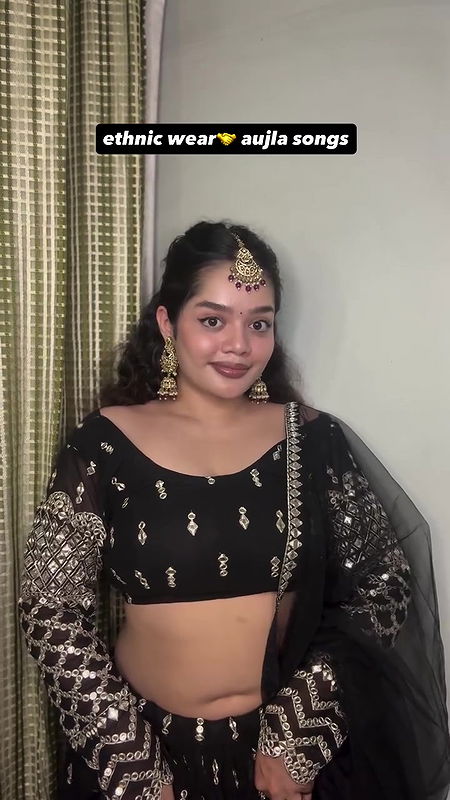 cute telugu girl chubby navel in black dress 22