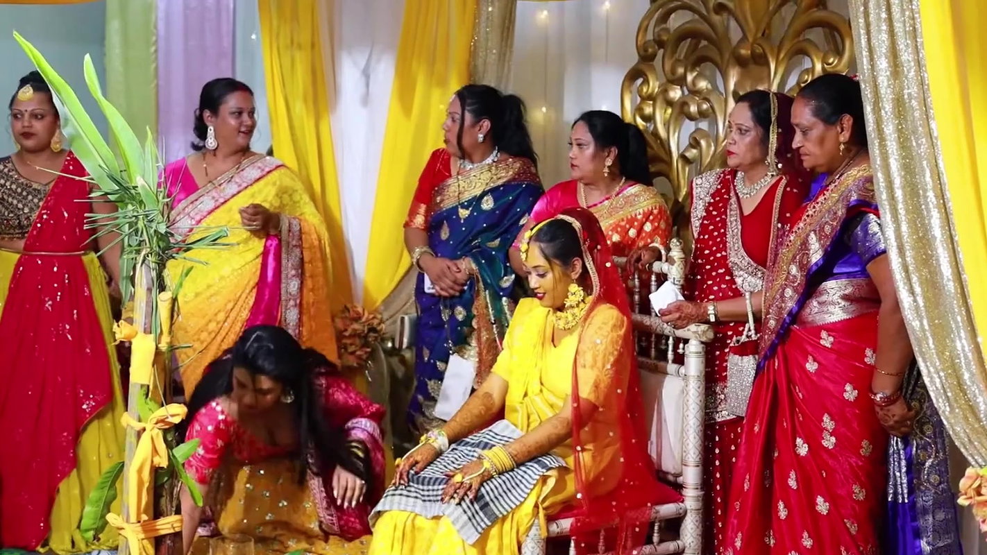 Sexy Punjabi ladies cleavage and huge breasts during haldi in multiple costume 22