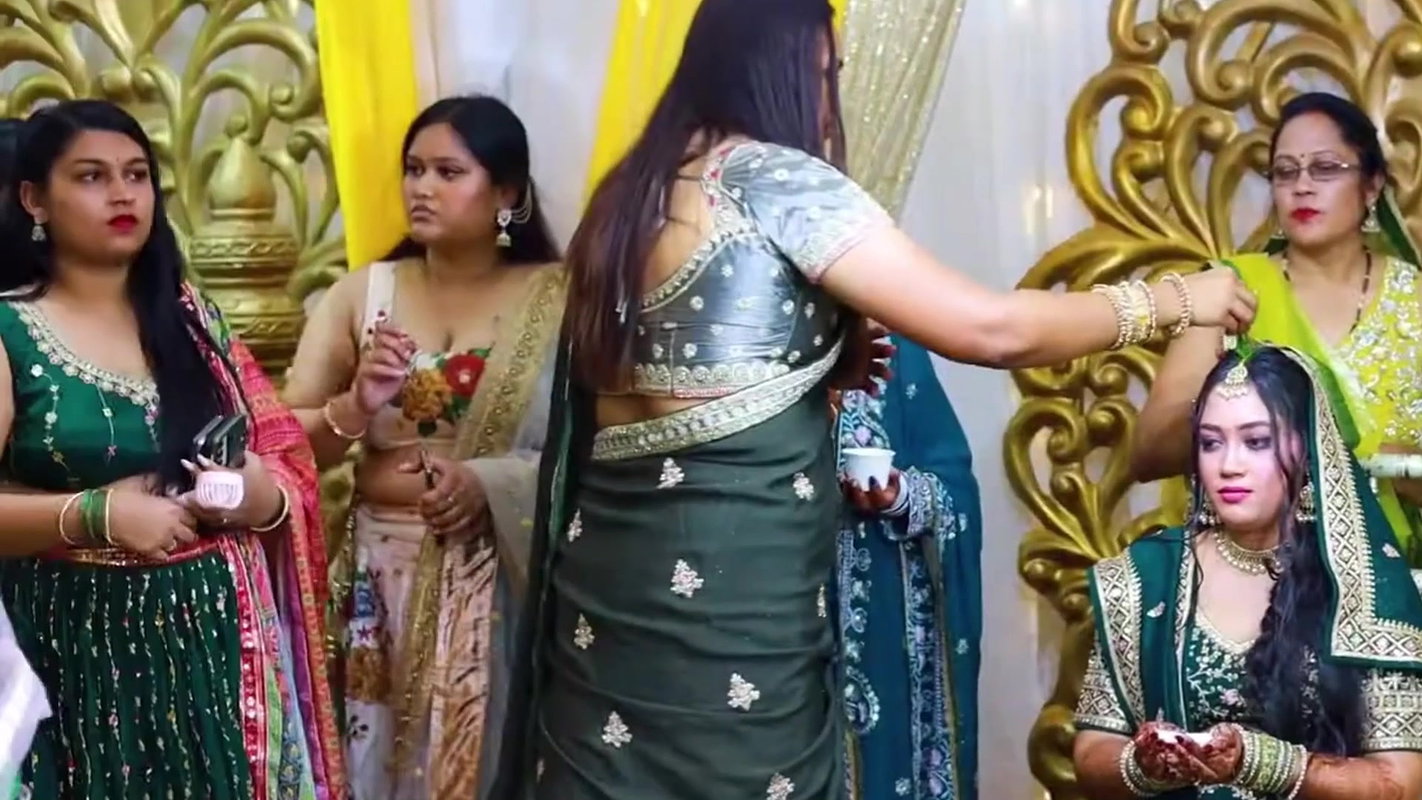 Sexy Punjabi ladies cleavage and huge breasts during haldi in multiple costume 22