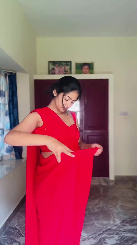 cute kannada girl sexy navel and boobs in red costme 22