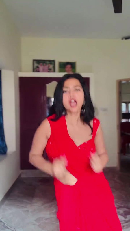 cute kannada girl sexy navel and boobs in red costme 22