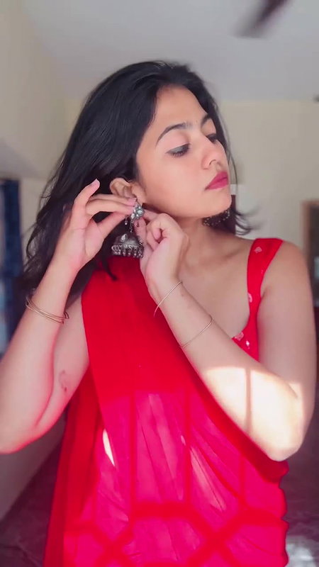 cute kannada girl sexy navel and boobs in red costme 22