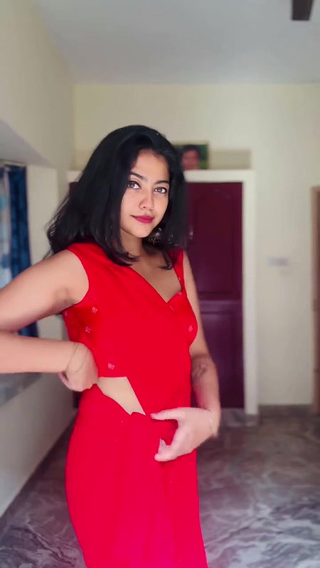 cute kannada girl sexy navel and boobs in red costme 22