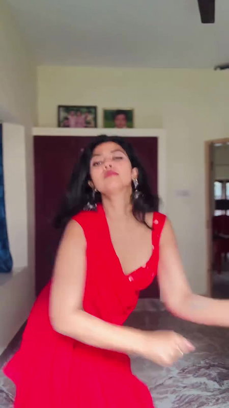 cute kannada girl sexy navel and boobs in red costme 22