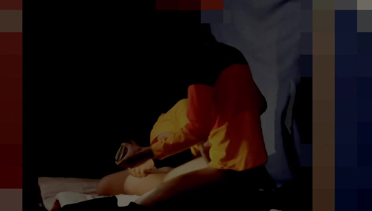 Indian makes a connection with his neighbour young man in the kitchen, so he hides big boobs so that no one can see