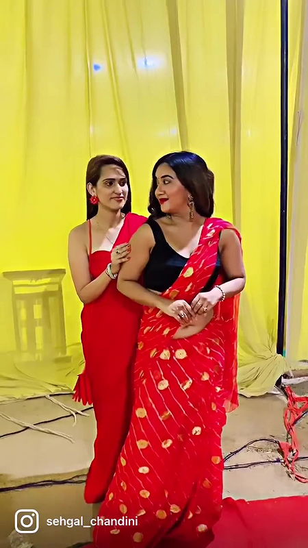 chandhini sexy big depp navel in red saree