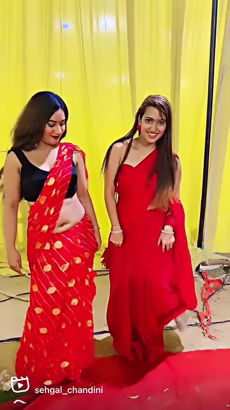 chandhini sexy big depp navel in red saree