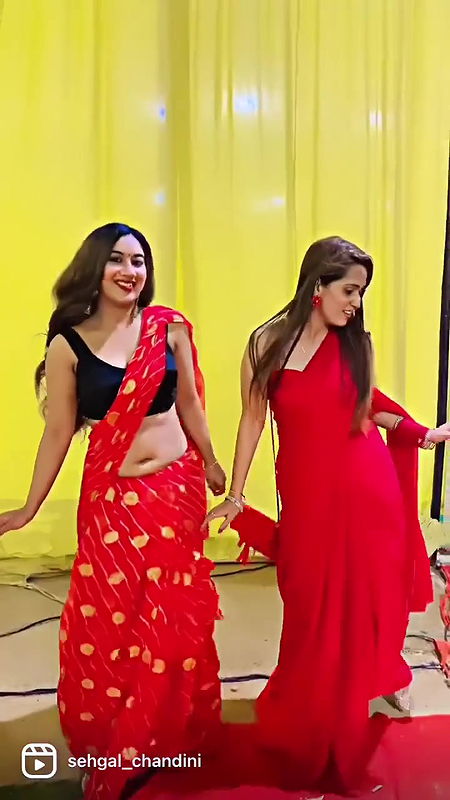 chandhini sexy big depp navel in red saree