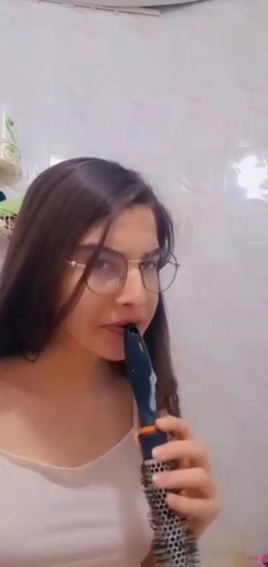 Innocent nerd teen inserting hairbrush in ass 22