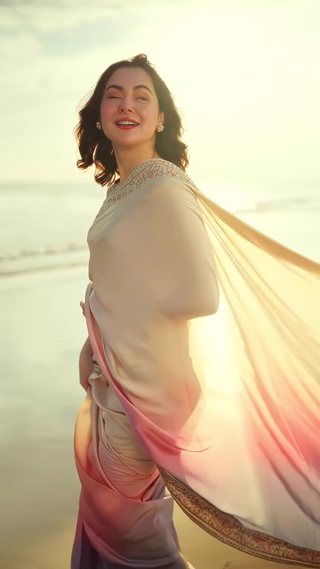 Hania Aamir MESMERIZING BEAUTY IN SAREE ON BEACH SHOOT HQ VIDEO 22